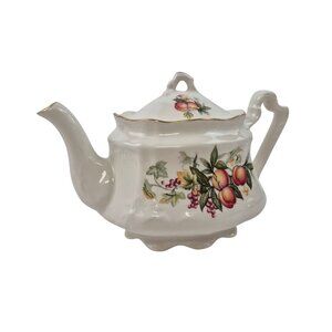 Arthur Wood And Son Teapot Porcelain Floral Gold Trim Staffordshire England 6404